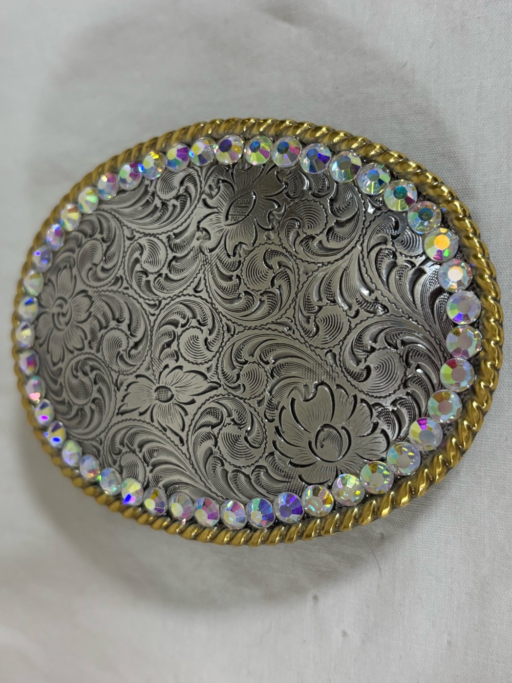 Nocona Western Floral Rhinestone Belt Buckle Cowgirl Bling Rodeo Silver Gold 0S